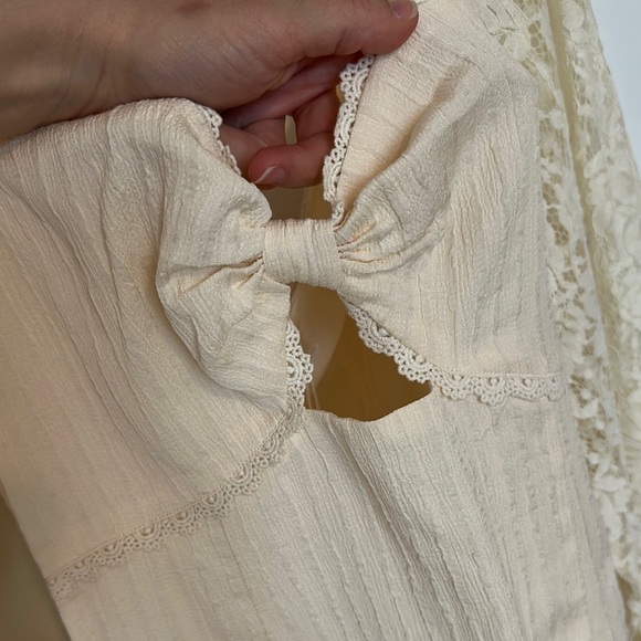 Lush Ivory Lace Accent Blouse - Picture 7 of 11